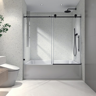 Porte de douche sans cadre avec fonction de fermeture en douceur