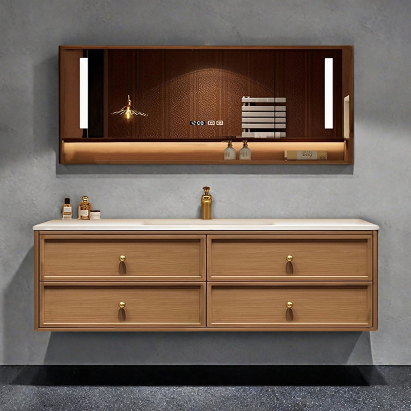 Armoire de salle de bain de style moyen-antique, H 19,68 po x l 62,99 po x P 21,65 po