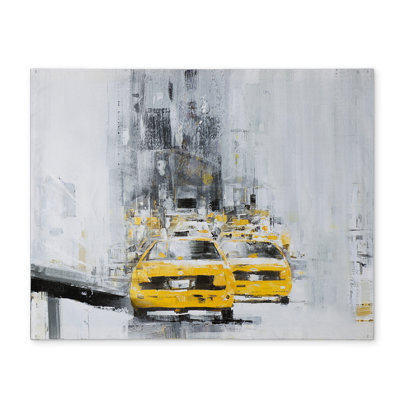 Gray Bedroom Placemat - Yellow Brooklyn Bridge with Taxis Decor