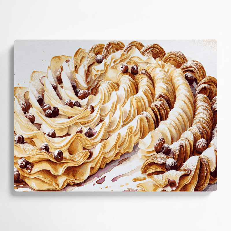 Desserts Mille feuille, art mural en métal beige, H 8 po x l 10 po