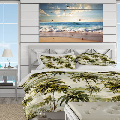 Vintage Palms Tropical Pattern Tropical Floral Duvet Cover
