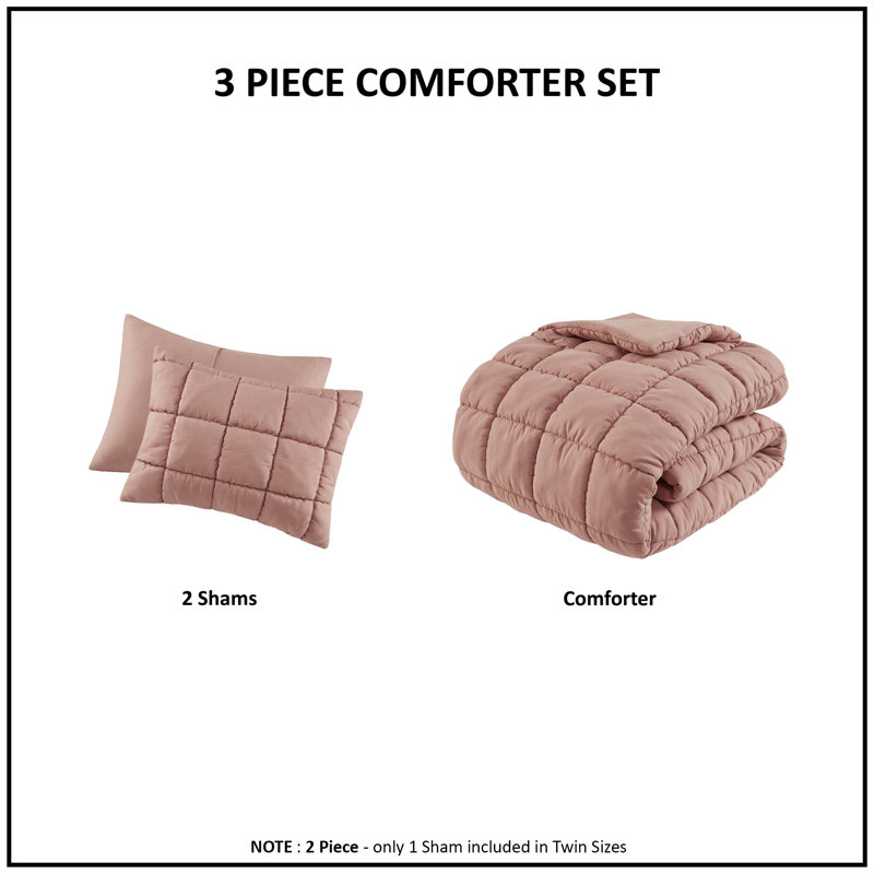 Ensemble d'édredon en duvet Dream Puff, Rose, Édredon simple + 1 taie décorative standard