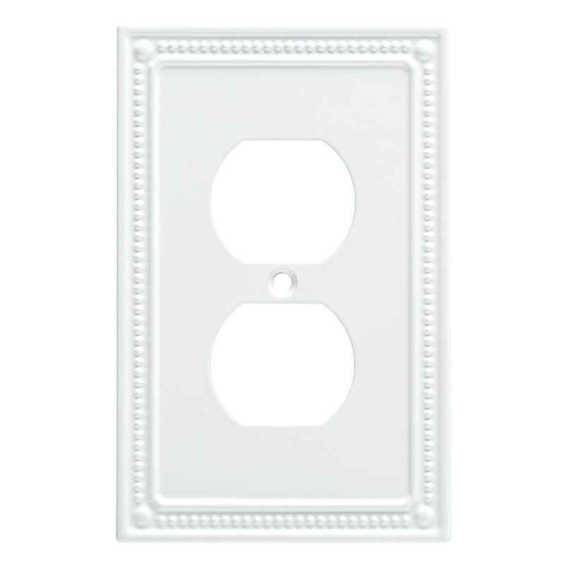 Classic Beaded 1-Gang Duplex Outlet Wall Plate, Pure White