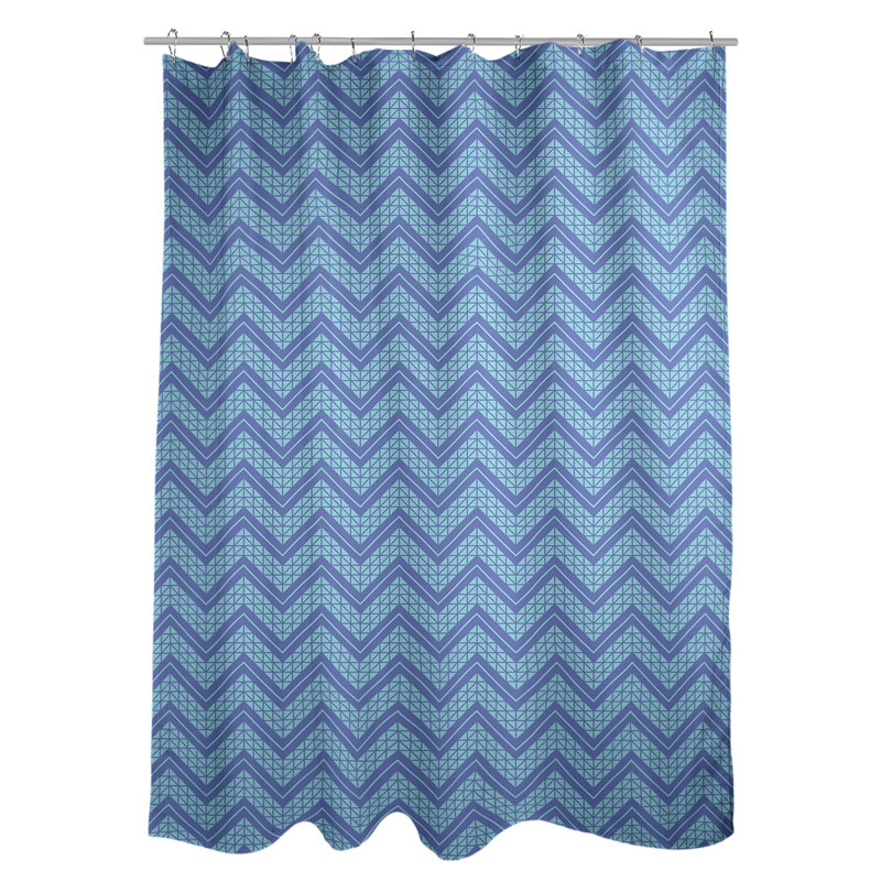 Rideau de douche simple à chevrons à la main classic, Bleu / bleu sarcelle