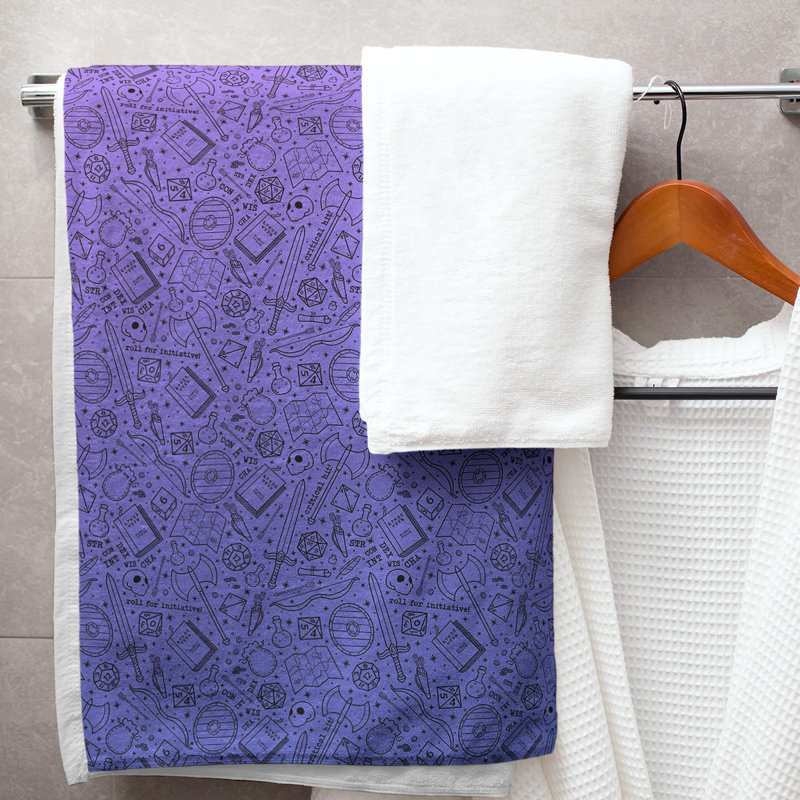 Serviette de bain classique, Mauve / Bleu / Noir