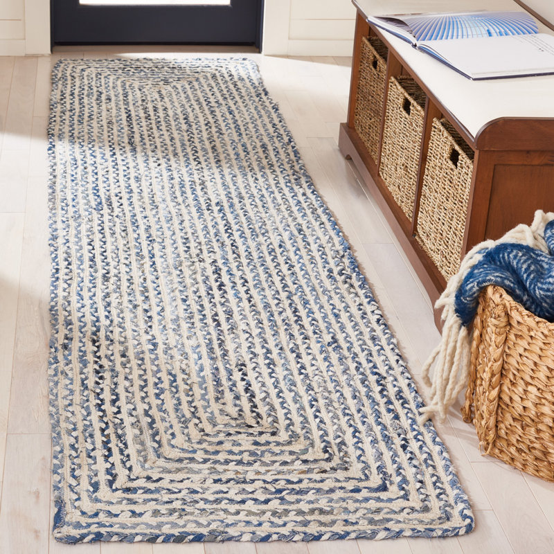 Tapis en coton tressé à la main, Tapis de couloir 2 pi 3 po x 9 pi