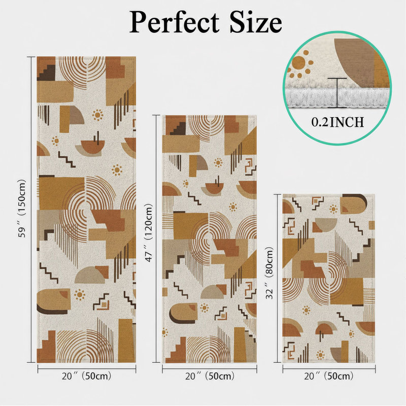 Tapis de cuisine géométriques abstraits et lavables antidérapants