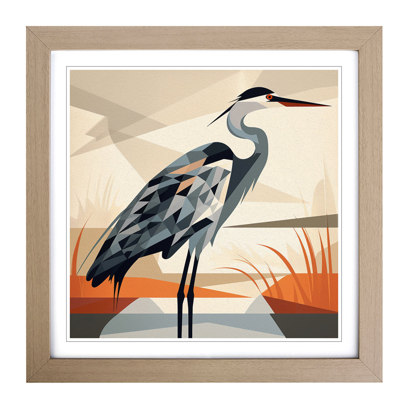 Heron Constructivism No.2 - Framed Print, Oak