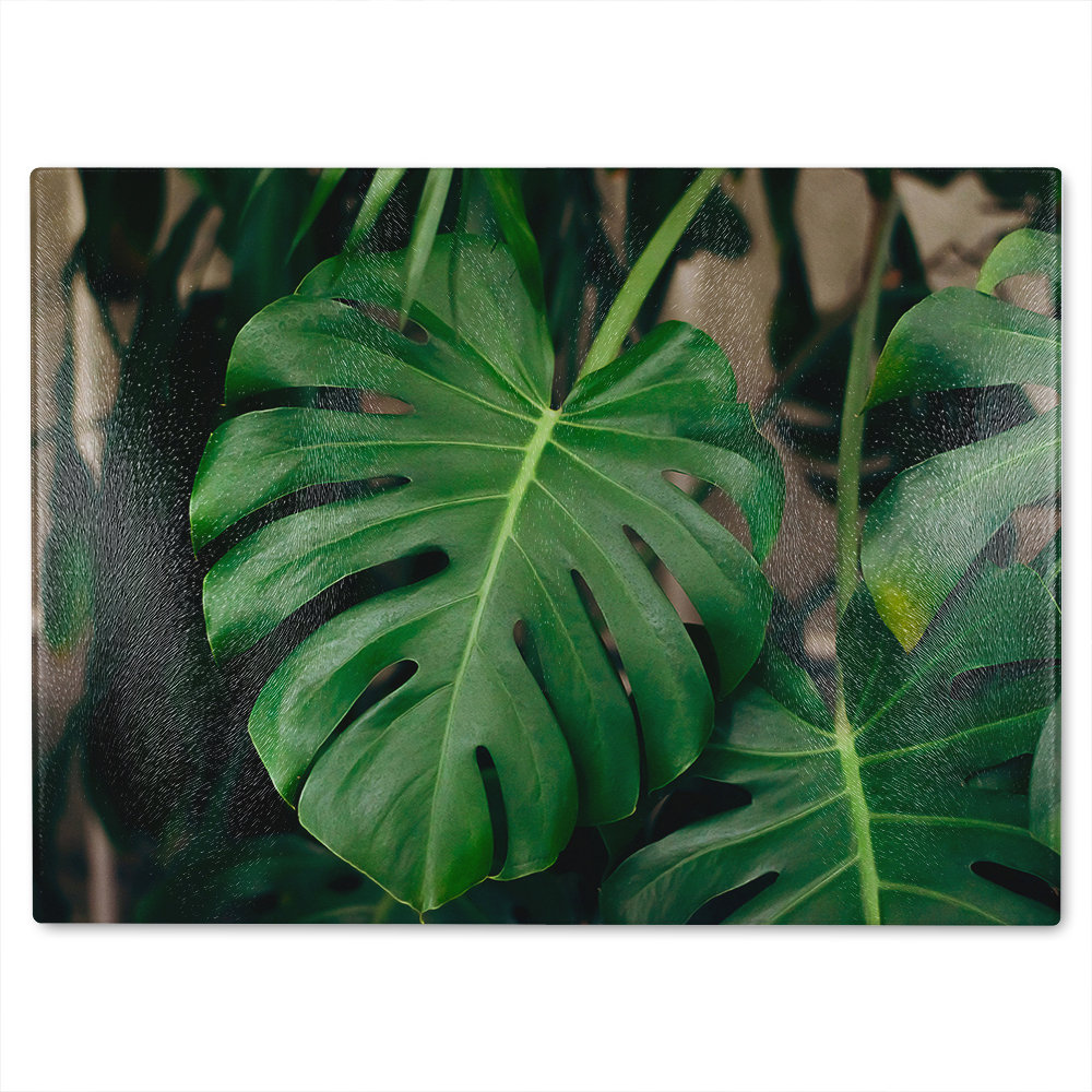 Monstera Leaves in home interior Designer Glass Chopping Board