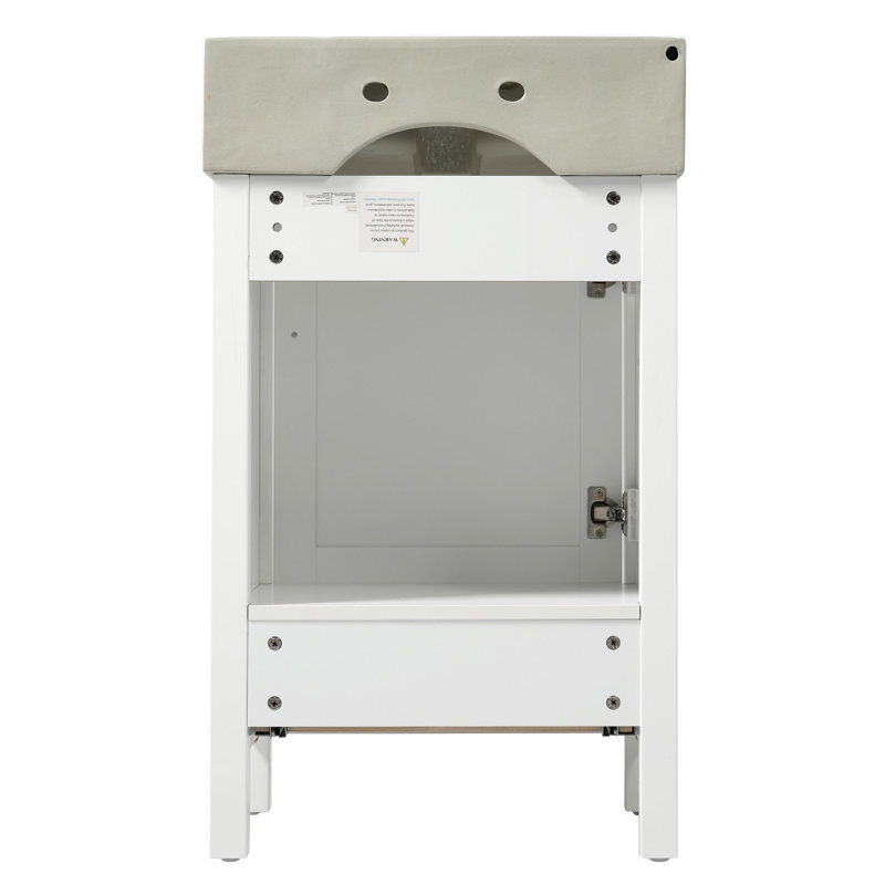 Meuble-lavabo simple autoportant de 20 po avec plateau en céramique, Blanc