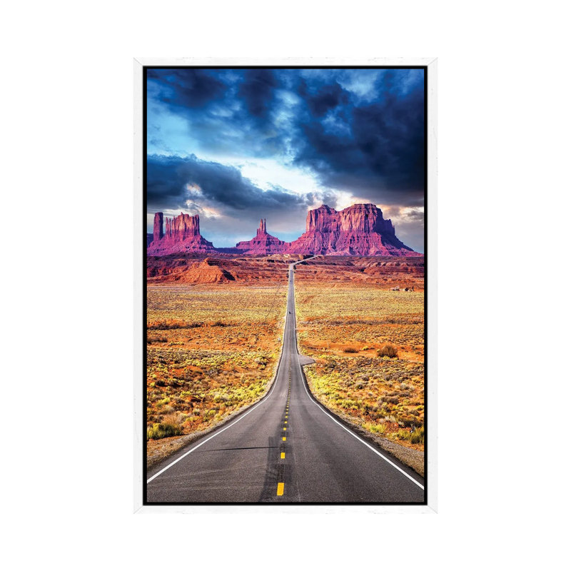 Road Trip II, Road To Monument Valley Arizona by Susanne Kremer - Print on Canvas, 101.6 cm H x 66.04 cm W, White Framed