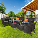Satrogan 8 Piece Rattan Seating Group with Cushions