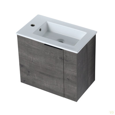 Meuble-lavabo avec lavabo 22 po pour petite salle de bain, meuble-lavabo flottant avec porte à fermeture en douceur, petit meuble-lavabo avec lavabo, 22 po x 13 po (KD-Packing)