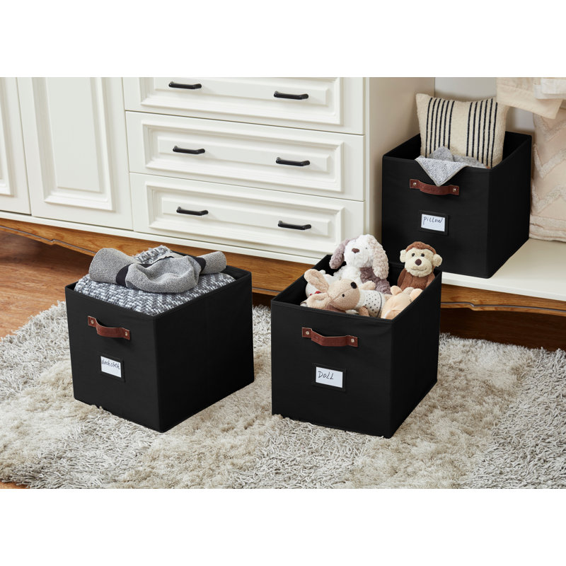 Paniers de rangement DECOMOMO, bacs de rangement 13 x 15 x 13 avec étiquettes pour organiser les tablettes Kallax (Kallax / 4 pièces, noir)