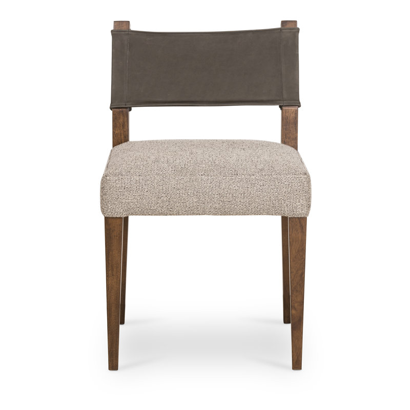 Chaise d'appoint Lorretta, Polyester/Cuir Nubuck Anthracite, Brun
