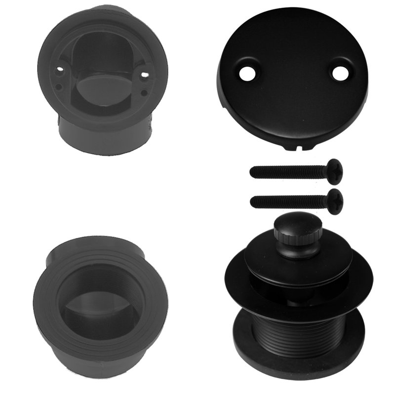 Paquet de plombier 1-1 / 2 en ABS 40 po avec trop-plein à deux trous et coudes, Noir mat