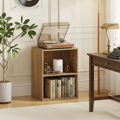 2-Cube Freestanding Open Bookshelf, Scratch-Resistant Waterproof Finish, Fits Small Space, Bedroom, Study