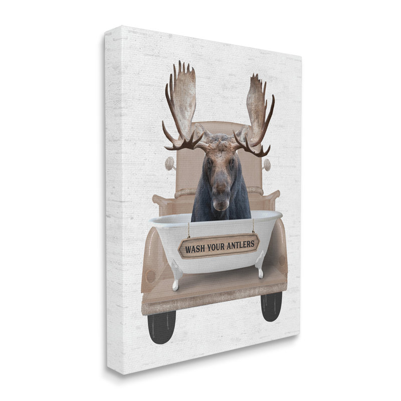 «Wash Your Antler Truck On Canvas», impression par lettres et lignes, H 20 po x l 16 po x P 1,5 po