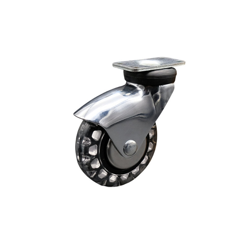 3 Inch Bright Chrome Hooded Polyurethane Top Plate Caster Service Caster/SCC-03S310-PPUBD-BC