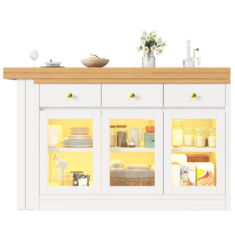 Wood Kitchen Island, White