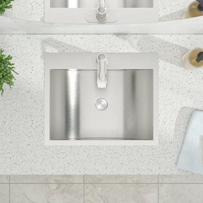 21"x17" Drop-in 16-gauge Stainless Steel Bathroom Sink with Pop Up Drain