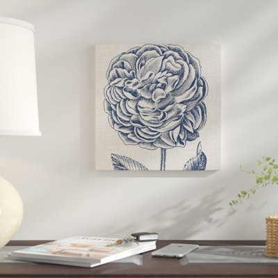 " Indigo Floral On Linen V " by Vision Studio