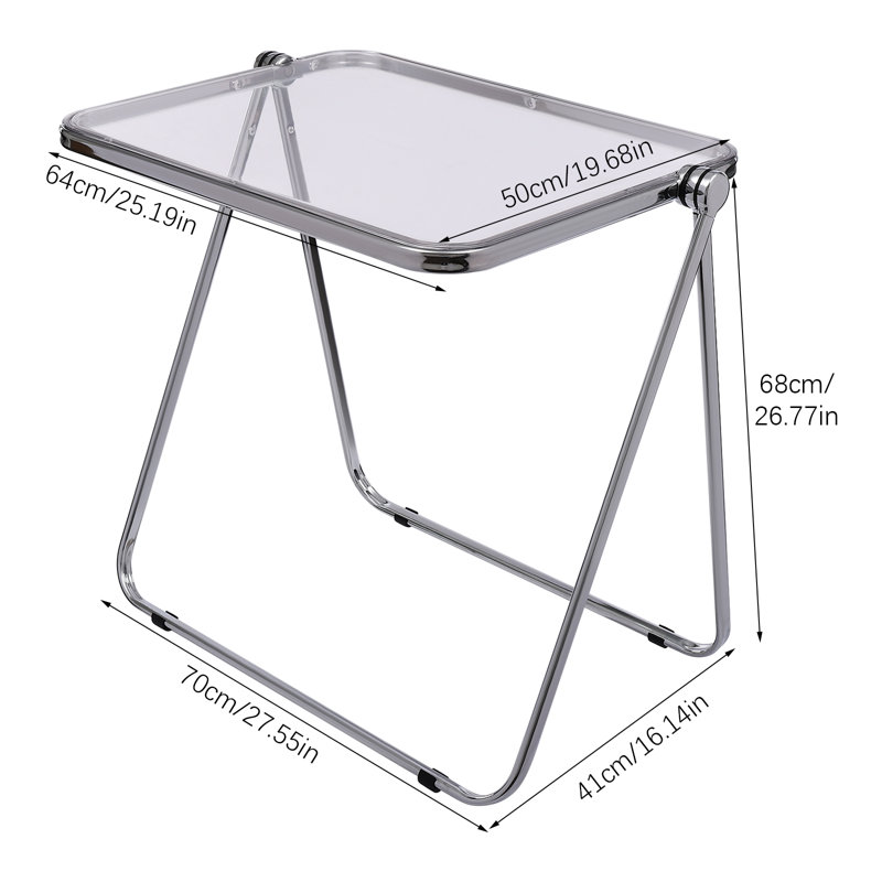 Table-plateau pliable et portative en acrylique, Transparent
