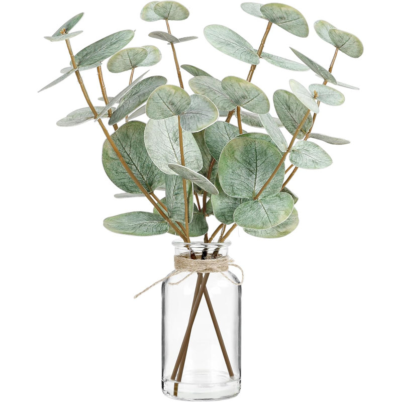 Artificial Eucalyptus Stems In Glass Vase