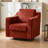 32.7" Wide Mid-Century Modern Upholstered Swivel Accent Chair, 360° Rotating Lounge Chair with Sloped Arms for Living Room-Reddish Brown-947789598