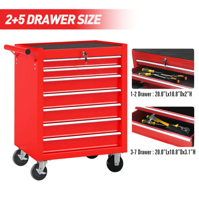 7-Drawer Tool Box With Wheels Multifunctional Tool Cart Mechanic Tool Storage Cabinet,Rolling Tool Chest
