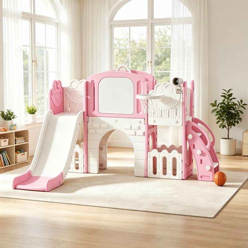 Toboggan multifonctionnel pour tout-petits, structure de jeu intérieure attrayante, équipement de jeu compact pour enfants.