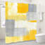 Rideau de bain abstrait à coups de pinceau abstrait avec crochets, 72 po x 72 po (180 x 180 cm), jaune