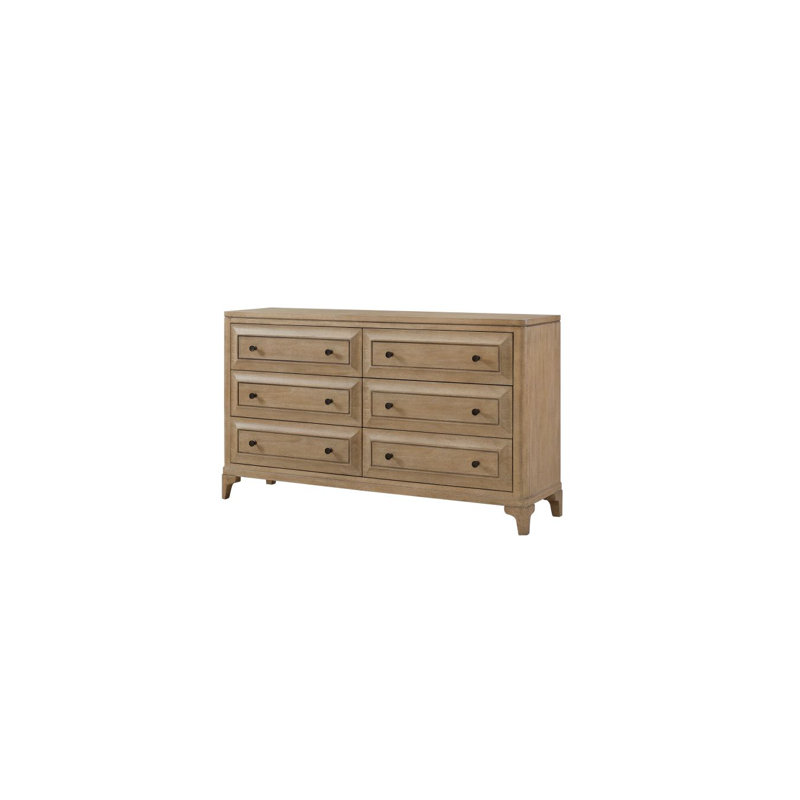 Commode 6 tiroirs avec finition sable pour chambre à coucher