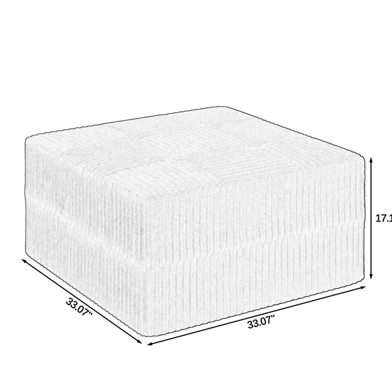 Canapé modulaire moderne pour chambre à coucher beige - tissu doux, sièges spacieux, sans assemblage en velours côtelé pour les appartements, confortable, tissu
