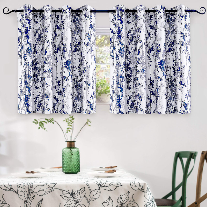 Rideaux de fenêtre Aalayjah , Bleu marine / gris, L 52 po x L 36 po