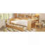 Lit de jour double avec tablettes de rangement, lit multifonctionnel avec deux tiroirs de rangement et bureau d'étude, naturel-268802907