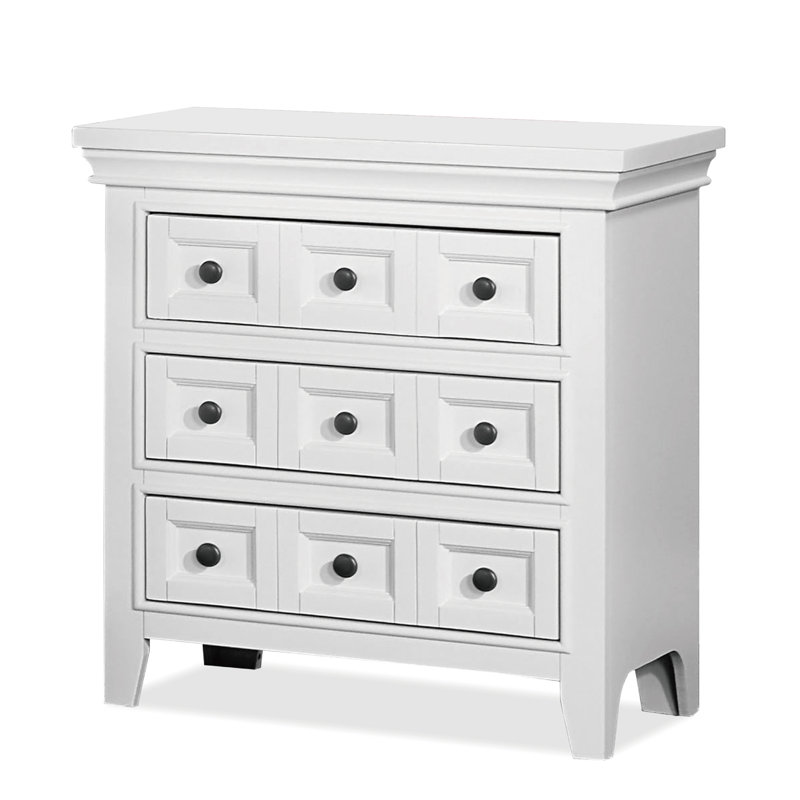 Genesha 3-Drawer Nightstand, Bronze, White