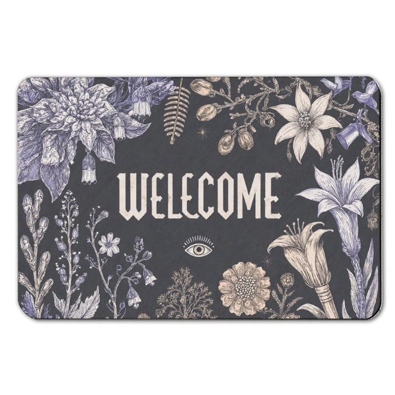 Tapis de bain à motif floral croquis, 16 x 24