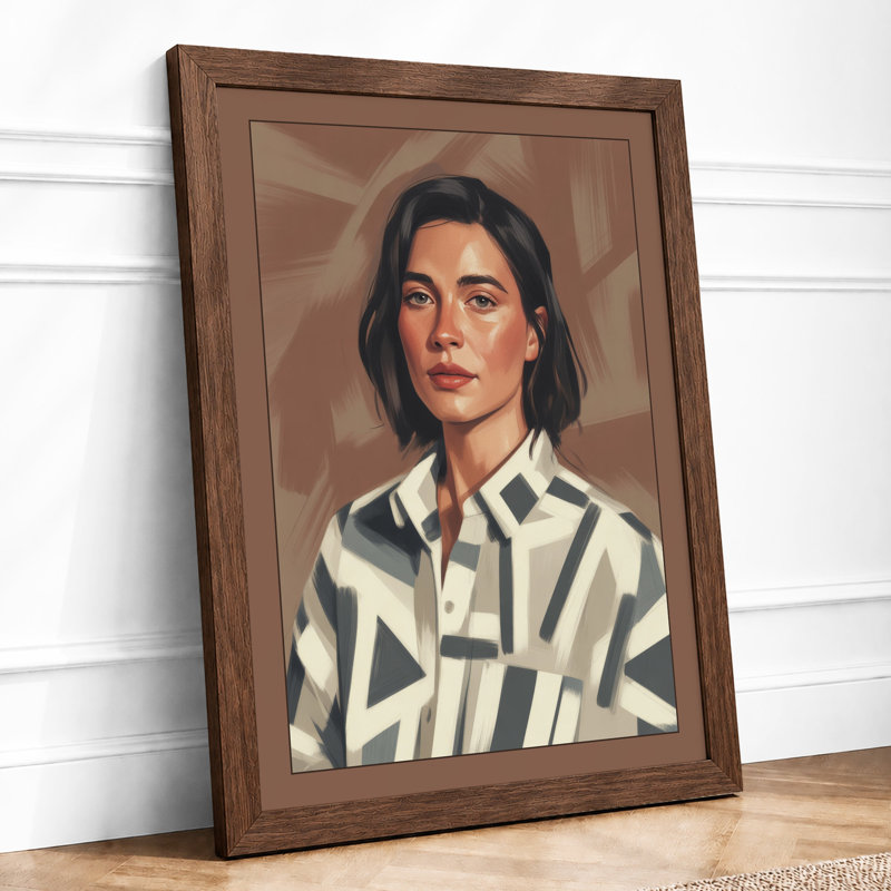 Woman in Stripes Modern - Framed Print, A1 - 84.1 x 59.4 cm, Walnut