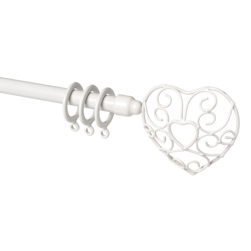 Astoria Cream Mild Steel Adjustable 16cm Single Curtain Pole, 8.5cm H x 280cm W x 7.5cm D