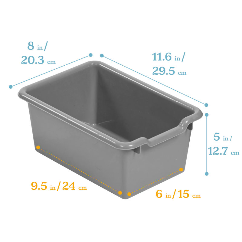 ECR4Kids Scoop Front Plastic Storage Bins, Multipurpose Organization, 20-Piece, Dark Gray