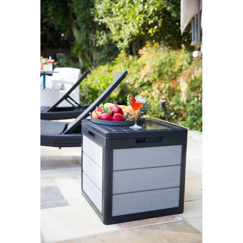 Keter 30 Gallon Gray and Black Lockable Resin Deck Box