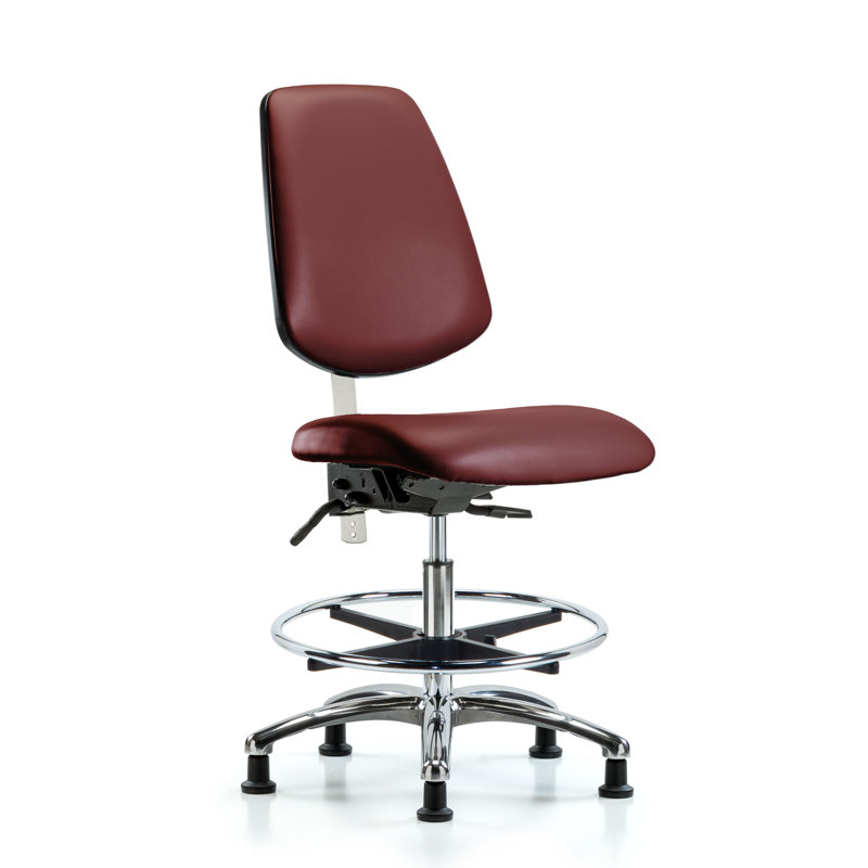 Miah Vinyl Drafting Chair, Glides, Included, Maroon