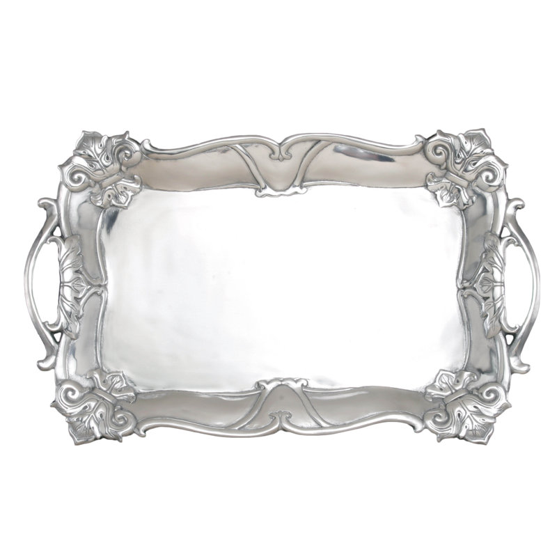 Elegant Aluminum Fleur-De-Lis Rectangle Serving Tray