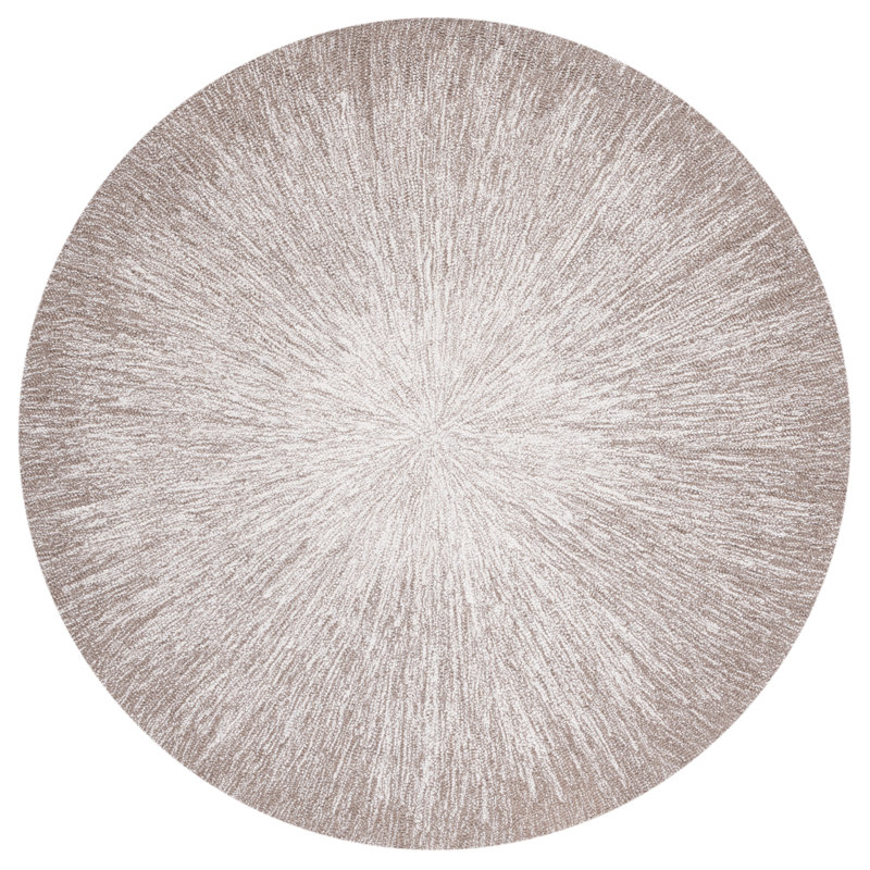 Faustus Abstract Handmade Tufted Wool Taupe Area Rug, Round 5'