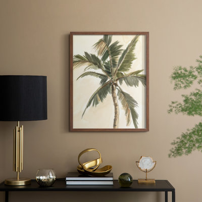 «Antique Watercolor Palm Study II», reproduction encadrée - bois massif