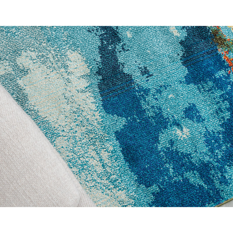 Washable Abstract Indoor Rug, Rectangle 5'1" x 8'