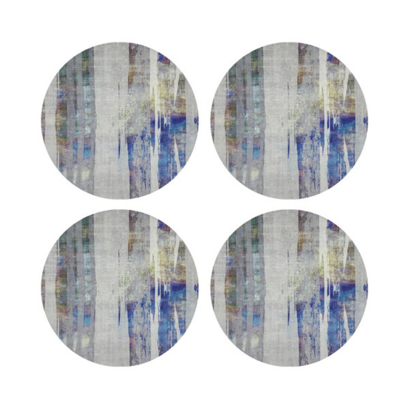 Birch Holiday Vegan Leather Round Coasters, Coast