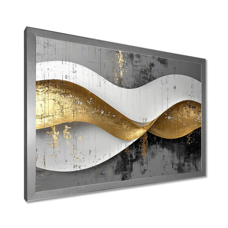 Amaro III - Abstract Large Wall Art, H 30 po x l 40 po, Cadre simple, Argent argent
