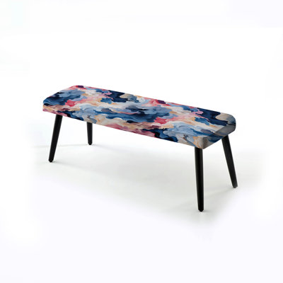 Ethereal Whispers - Camouflage Upholstered Black Bench